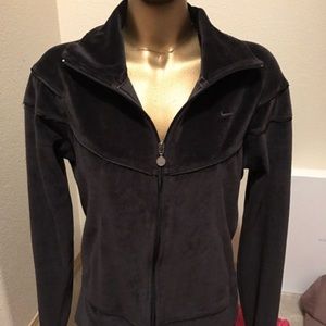 Black velour Nike zip up jacket track